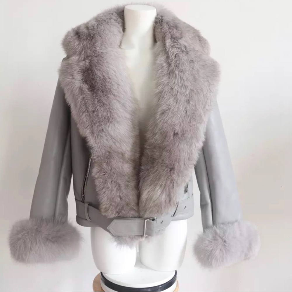 Genuine leather and fur jacket